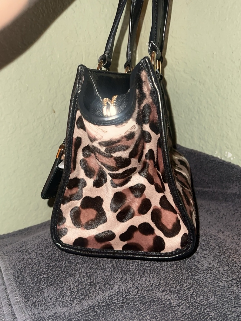 Coach Leopard-Print Satchel - Black & Brown - Picture 4 of 8